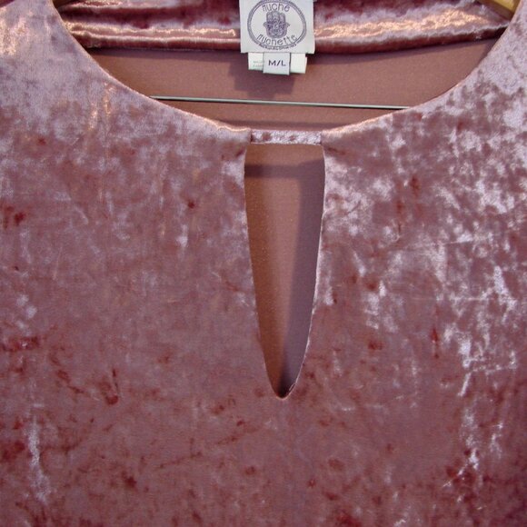 Muche and Muchette Velvet Dress Loose Pink Crushed Velvet Size Medium Large M/L - Picture 12 of 15